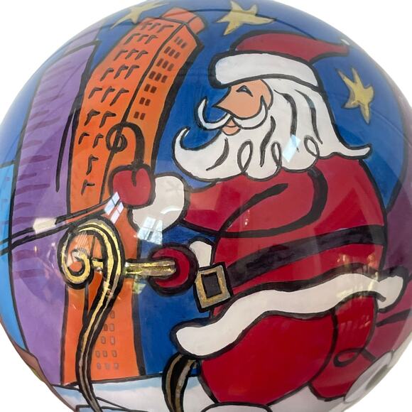 Pier 1 Li Bien Christmas Ornament 2006 Santa Reindeer in City Reverse Painted - Picture 7 of 12